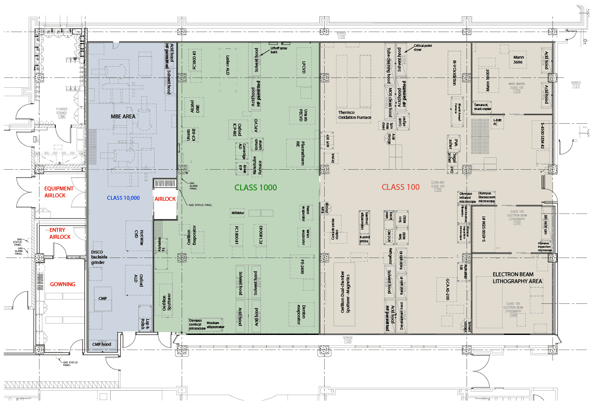 Cleanroom Layout 2019 - with airlocks and classed areas for 10,000, 1000, and 100